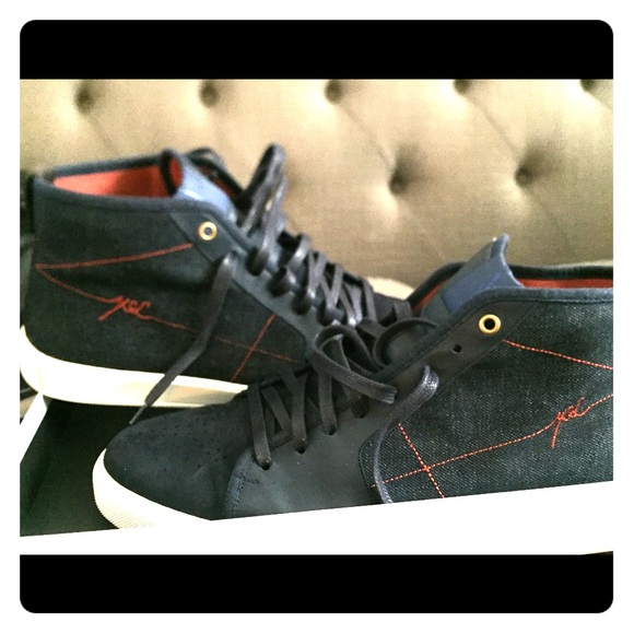 YSL Navy Denim Mid Tops - Picture 1 of 8